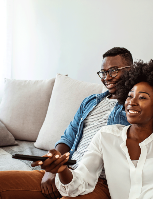 Couple watching television
