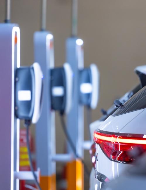 EV charger and electric car, Electric car charger station for charge ev battery, Plug for vehicle with electric engine,