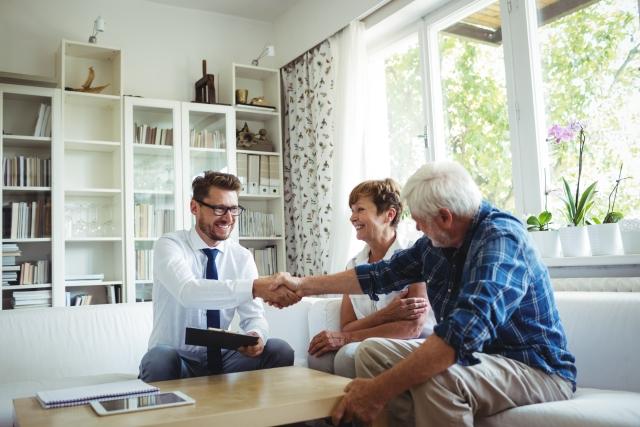 senior couple meeting about retirement