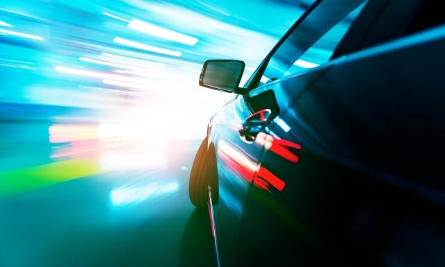 Automotive vehicle driving fast