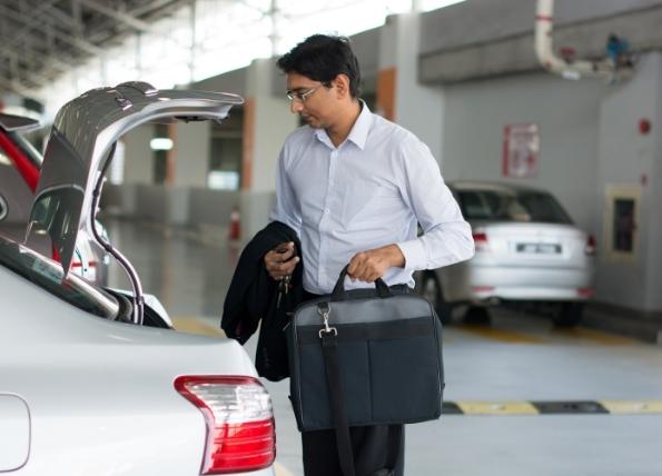 Man packing car