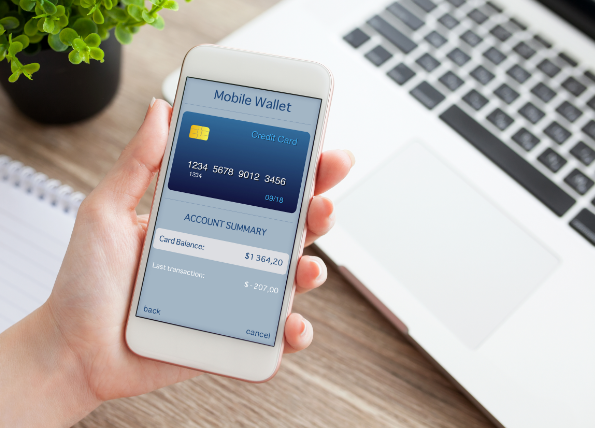 Person looking at mobile wallet summary on phone