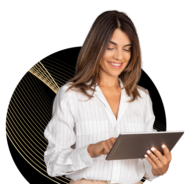 Woman holding a tablet