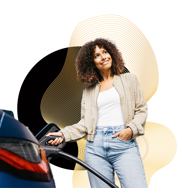 Woman charging her electric vehicle