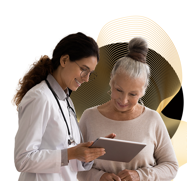 Elderly woman speaking with her doctor