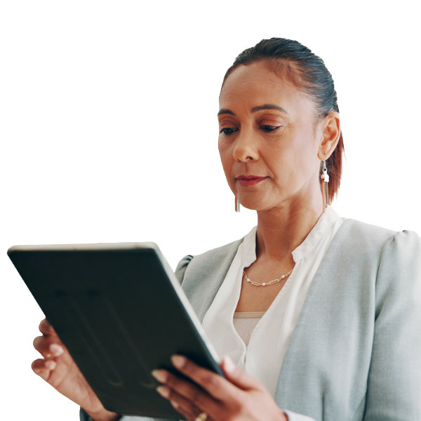 Insurance agent using a tablet to access customer data and streamline policy servicing, reflecting trends in digital agent enablement