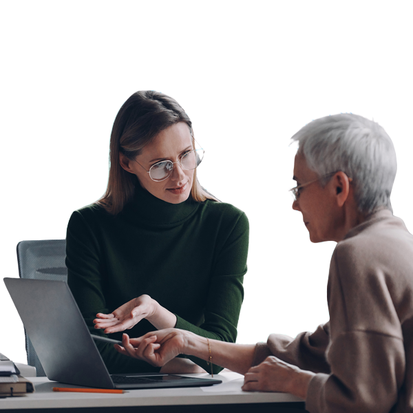B2B financial services team analyzing annuity distribution trends and partner experience benchmarks on a computer screen