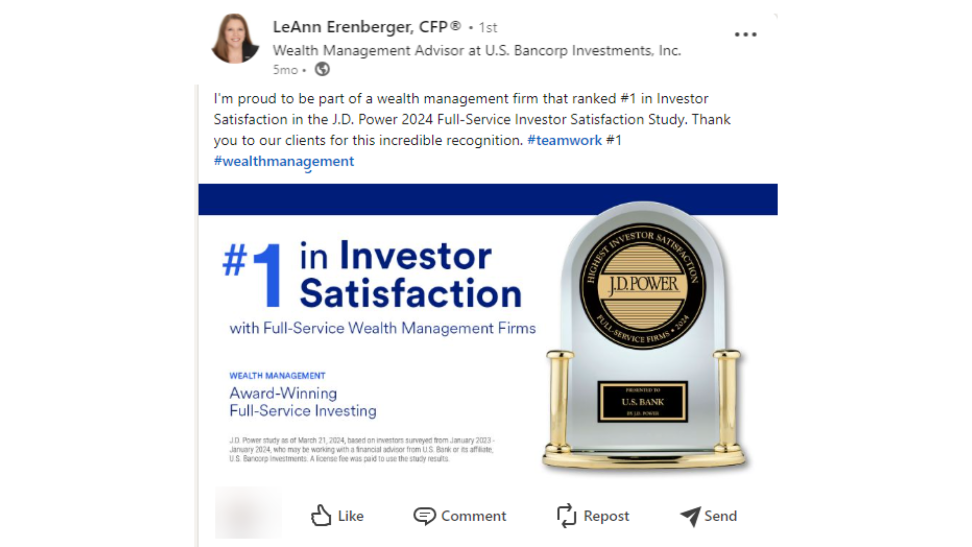 U.S. Bank Investor Satisfaction