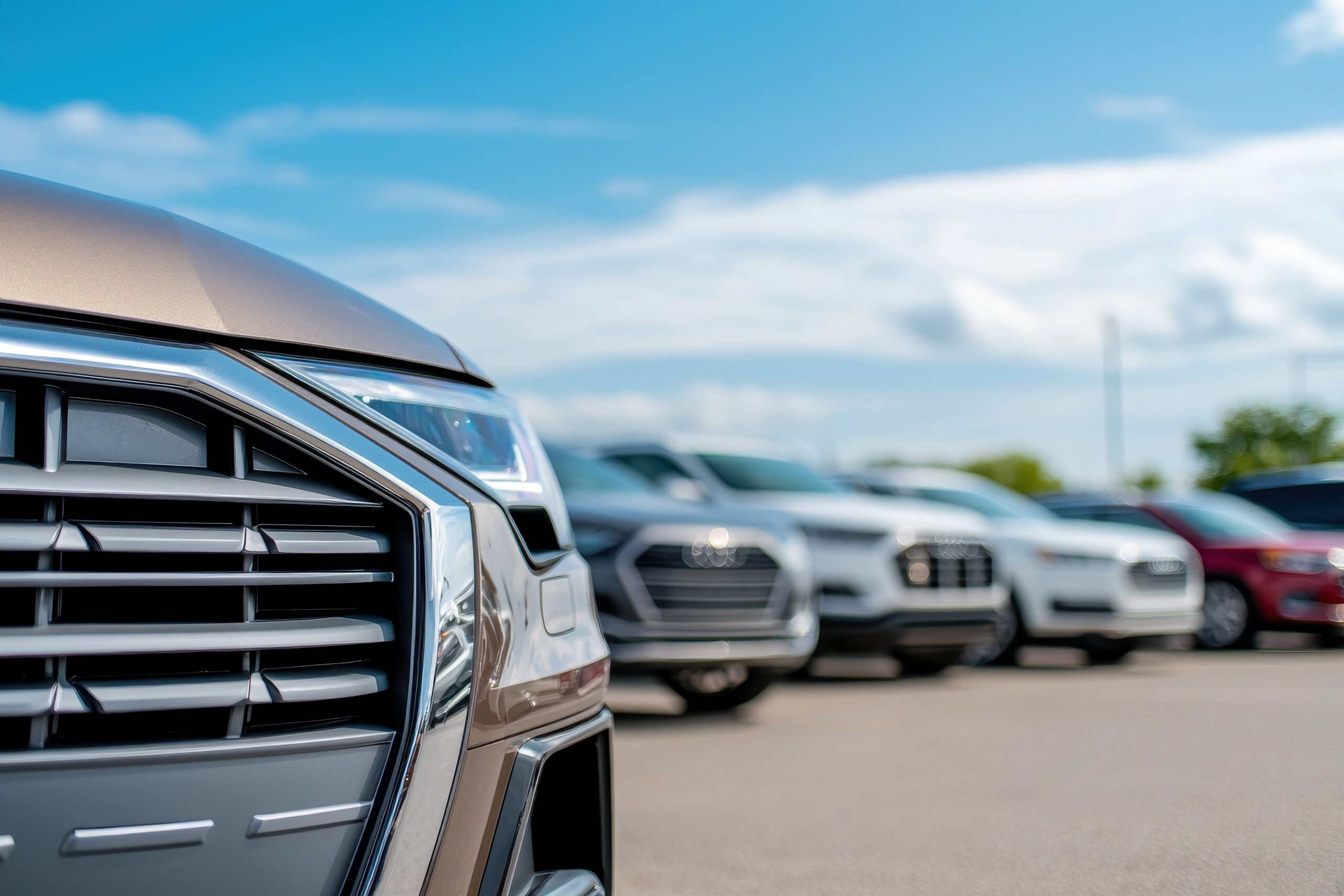 New cars in a car lot