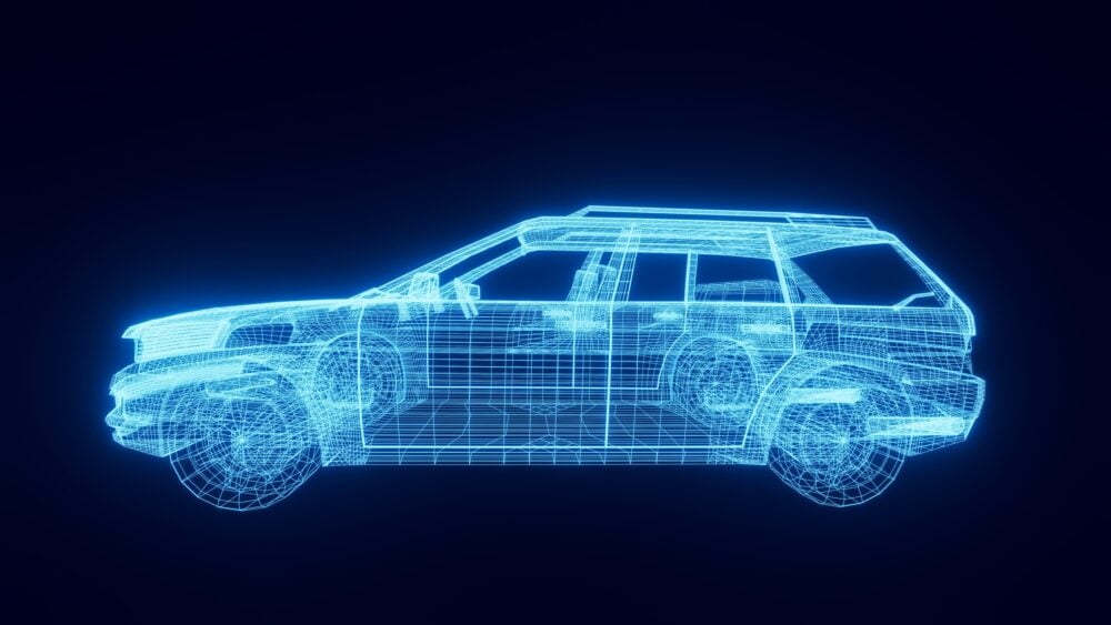 Wireframe image of an estate car|