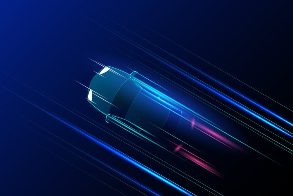 High speed movement design. sport car on high speed running concept.Fast silhouette. Abstract technology background. Vector illustration.